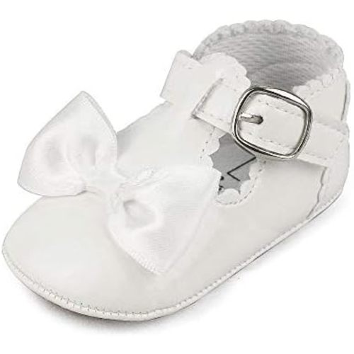 Baby Girls Bowknot Mary Jane Flats Soft Rubber Sole Toddler Walking Shoes Infant Princess Crib Wedding Dress Shoes