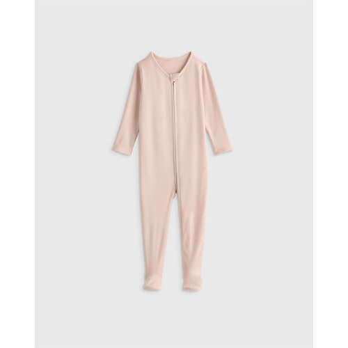Softest Rib Footie in Peach Blush