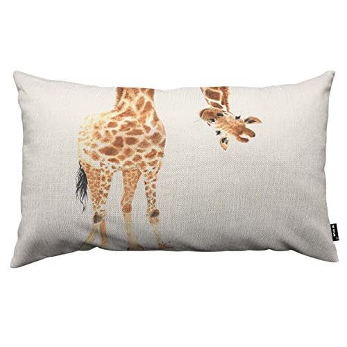 TKS MITLAN Giraffe Pillow Cover 12x20 inch Brown Plum Pattern Head Hanging Upside Down Wild Animals Lovely Pillows Decorative Throw Pillows Farmhouse Decor for Home Cushion Case