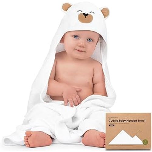 KeaBabies Baby Hooded Towel - Viscose from Bamboo Baby Towel, Infant Towels, Large Hooded Towel, Organic Baby Bath Towel with Hood for Girls, Babies, Newborn Boys, Toddler(Grizzly)