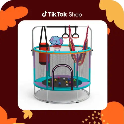 Seagull 55" Kids Trampoline with Safety Enclosure & 7-in-1 Play - TikTok Shop