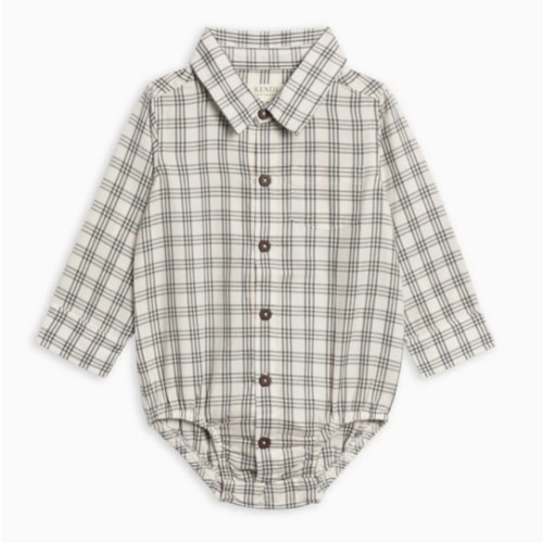 Theo Poplin Collar Bodysuit - Agave plaid (6-12mo)