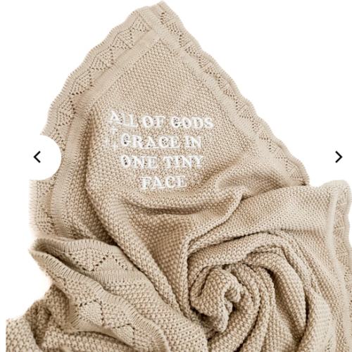 All of Gods Grace in One Tiny Face Tan Knit Blanket – OUR HOUSE ABOVE