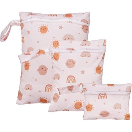 Happy Flute 3 Set Wet Bag Storage Bag Zipper Waterproof Washable Travel Bags, Beach, Pool, Gym Bag for Cloth Diaper, Swimsuits & Wet Clothes(EF612)