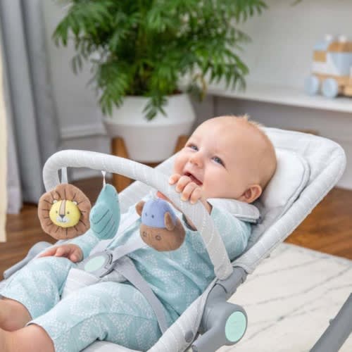 baby bouncer + rocker + seat - grey pinstripe