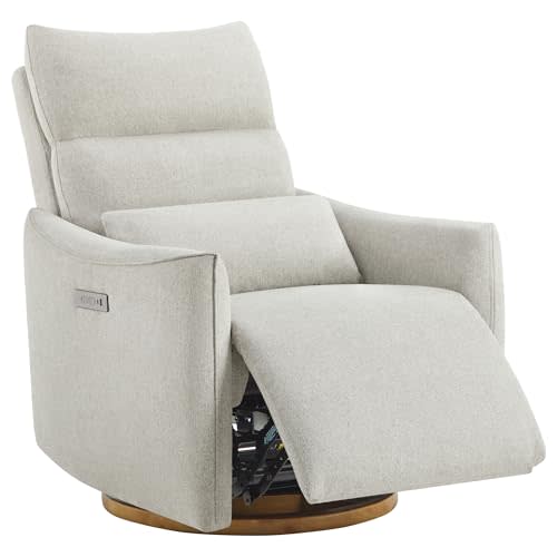 CHITA Swivel Rocker Recliner Chair, Power Nursery Glider Recliner, Nursery Rocking Chair with Adjustable Power Headrest, FSC Certified, Solid Wood Base, Crockery (Gray)
