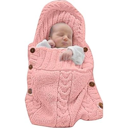 XMWEALTHY Swaddle Blankets for Newborn Baby Wrap Warm Knit Wrap Blanket Bag Stroller Receiving Blankets Baby Girls Boys Dusty Rose 0-6 Month