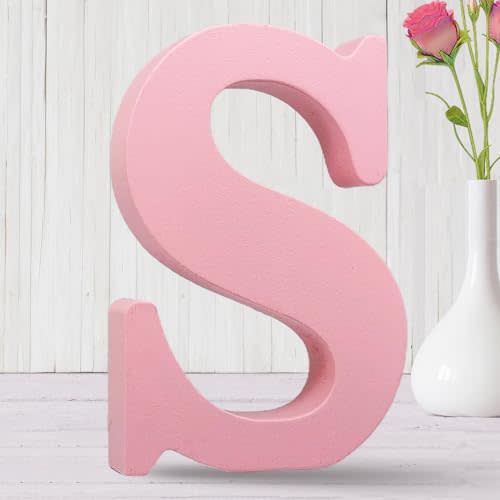 AOCEAN 8 Inch Pink Wood Letters Unfinished Wood Letters for Wall Decor Decorative Standing Letters Slices Sign Board Decoration for Craft Home Party Projects (S)