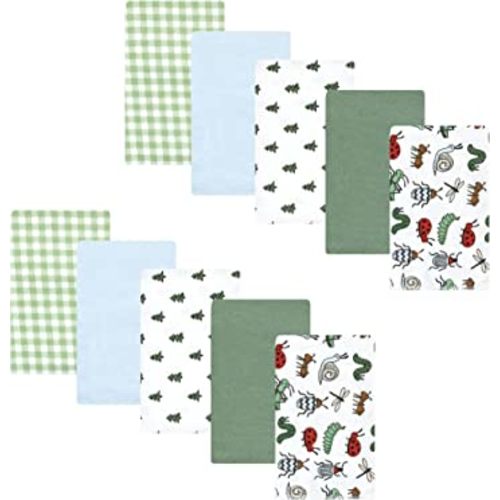 Hudson Baby Unisex Baby Cotton Flannel Burp Cloths, Bugs, One Size
