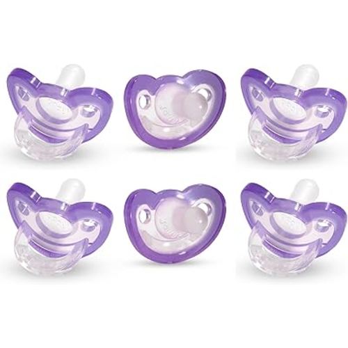 RaZbaby Jollypop Pacifier for Newborns & Up, USA Made, Natural Shaped Orthodontic Binky, Lovingly Shared in NICUs & Hospitals Worldwide, Medical-Grade 100% BPA-Free - 0-3 Months, 6 Pack - Lavender