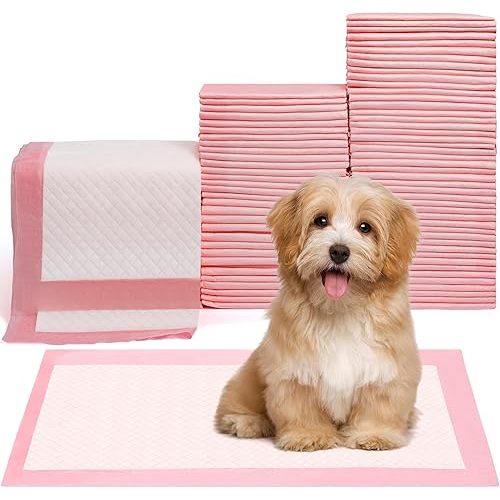 Pet Toilet Training Pads 100Count Disposable Puppy Pee Pads 18" x 13" for Dogs, Ultra Absorbent|Quick Dry|Leak-Proof Pet Potty Pads for Dog, Cat, Rabbits and Guinea Pigs (Pink)