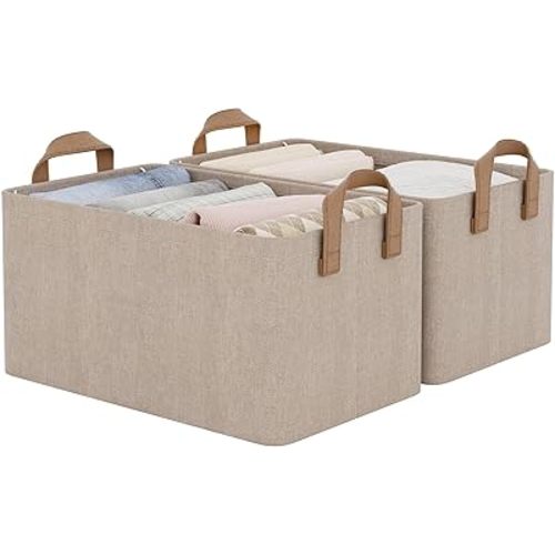 StorageWorks Storage Bins, Storage Baskets, Brown and Beige, 2-Pack