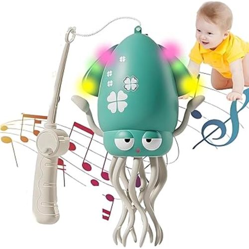 Dancing Octopus Toy, 2025 New Electric Auto-Avoid Crawling Octopus with LED & Music, Smart Interactive Auto-Wiggling Robotics, Creative Crazy 8-Leg Action Crawling Octopus (Green)