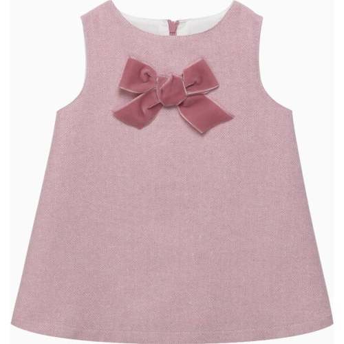 Baby Georgina Bow Dress, Pink Herringbone - Trotters London | Maisonette