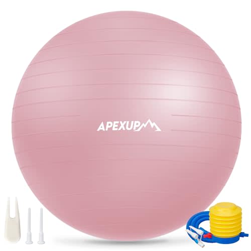 APEXUP Yoga Ball, 660 lbs Anti-Burst Exercise Ball with Pump, 5 Sizes | Anti-Burst, Anti-Slip, SGS Certified, Strengthens Core, Improves Balance & Posture, Boosts Flexibility & Stability