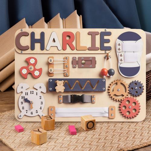 Montessori Toys, Personalized Baby Busy Board, Custom Name Puzzle, Gift for Boy or Girl, First Birthday Gift, Baby Shower, Gifts For Kids