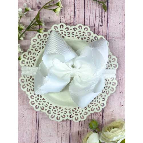 Oversize Scalloped Bow - Headband - 5.5"