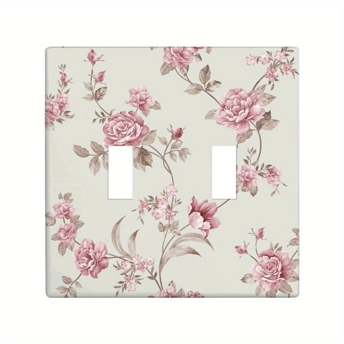 1pc Light Switch Cover Decorative Rose Pattern No Wiring Suitable for Bathroom Bedroom Kitchen Decoration Dreamy Floral Design Watercolor Pink Roses Elegant Home Decor Switch Plate