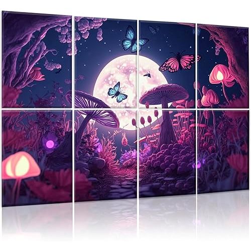 8 Pack Art Acoustic Panels Soundproof Wall Panels, Decorative Sound Dampening Panels Self Adhesive Sound Absorbing Panels for Home Office Gaming Room, 48X32Inches