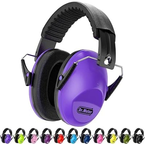 Dr.meter Ear Muffs for Noise Reduction: EM100 SNR27.4 Kids Ear Protection with Adjustable Headband - Kids Noise Cancelling Headphones for Monster Truck, Concerts, Fireworks and Air Shows - Purple