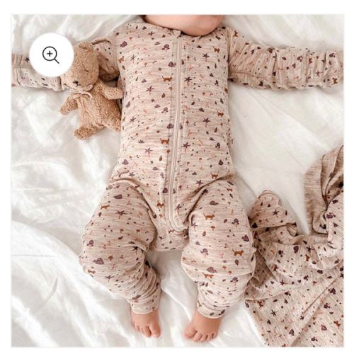 Basics Merino Wool Onesie Forest Print Clay Marle