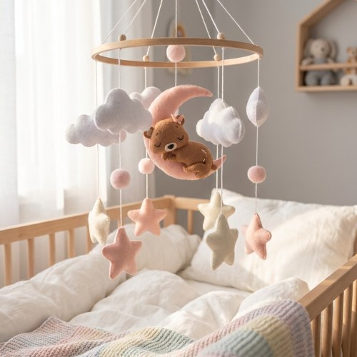 Pink Teddy Nursery Mobile - Timber Tinkers – Tinker Gifts