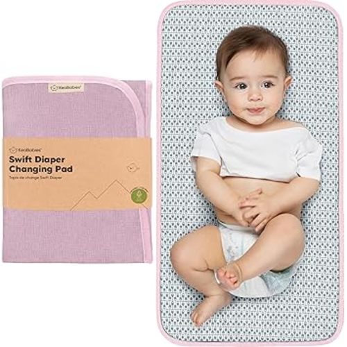 KeaBabies Portable Diaper Changing Pad Travel, Wipeable - Foldable, Waterproof Portable Changing Pad for Baby Diaper Bag Essentials, 25x13 Large Travel Baby Mat for Changer Station, Caddy (Sweet Pink)
