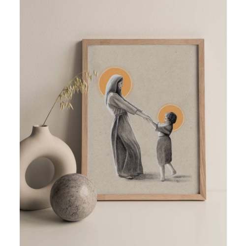 Mary & Jesus Dancing Art, Catholic Art, Catholic Mom Gift, Virgin Mary Art, Catholic gift, Catholic gift