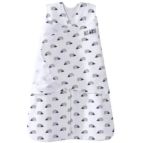 HALO 100% Cotton Sleepsack Swaddle, 3-Way Adjustable Wearable Blanket, TOG 1.5, Navy Hedgehog, Small, 3-6 Months