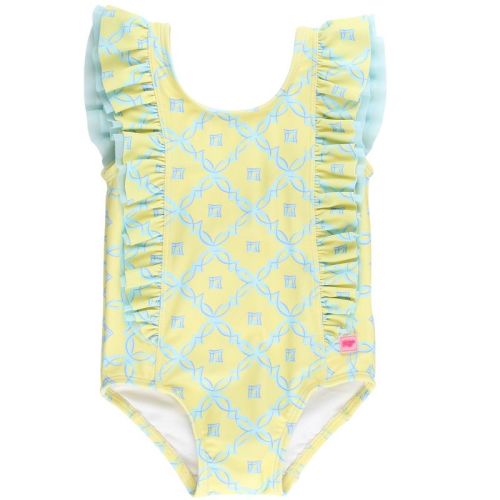 Rufflebutts Baby Girls Upf50+ Waterfall One Piece - Banana Coastal Charm, 6-12m