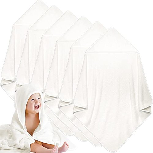 Chumia 6 Pack Baby Bath Towel Coral Fleece Soft Absorbent Newborn Hooded Towel for Kid 30 x 30 Inch Toddler Bath Blanket for Babies Infant Shower Gift(White)