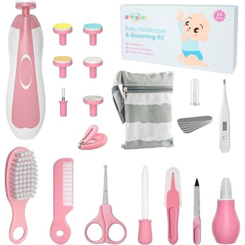 Baby Grooming Kit with Electric Nail Trimmer, 0-3 Years+, Pink