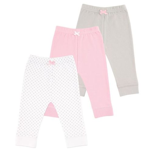 Luvable Friends Basics Infant Baby Everyday Cotton Pants 3-Pack, Pebble Dot, 0-3 Months