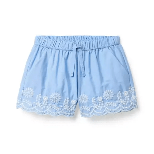 Girl Dreamy Blue Embroidered Floral Hem Short by Janie and Jack