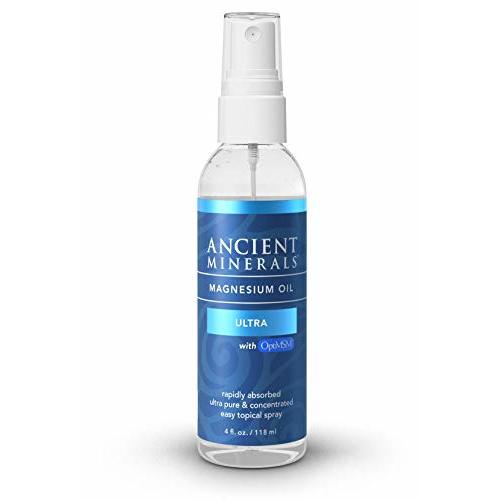 Ancient Minerals Ultra Magnesium Oil Spray with MSM - a Pure Zechstein Topical Magnesium Chloride with The Added Benefits of OptiMSM (4oz)