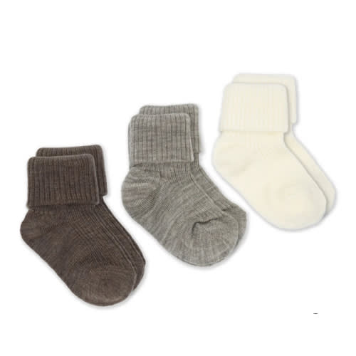 Wool Socks, Baby and Toddler, Brown-Gray & White