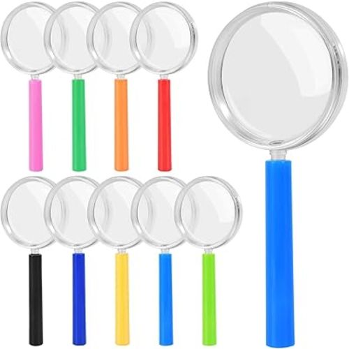 SenseYo 9 Pack 3X Mini Magnifying Glass for Kids, Small Colorful Kid Magnifier for Observation