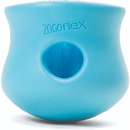 WEST PAW Zogoflex Toppl Interactive Treat Dispensing Puzzle Dog Toy for Mental Stimulation & Enrichment-Holds Kibble & Treats-Lickable, Freezable & Dishwasher Safe-Made in USA-Large-Aqua Blue