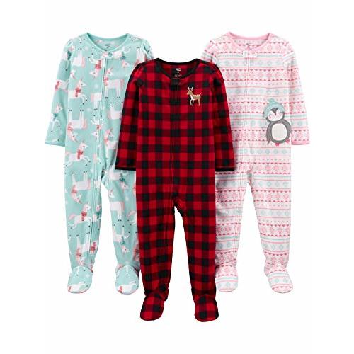 Simple Joys by Carter's Girls Loose-Fit Flame Resistant Fleece Footed Pajamas