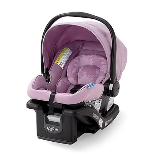 Graco SnugRide Lite LX Infant Car Seat, Lightweight Rear-Facing Seat for Babies 4–30 lb, 4-Position Adjustable Base, Latch Installation & ProtectPlus Engineered, Lilac Mod
