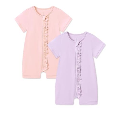 JunNeng Rayon Viscose from Bamboo Baby Zipper Romper,Soft Jumpsuit Short Sleeve One Piece Coverall for Boy Girl
