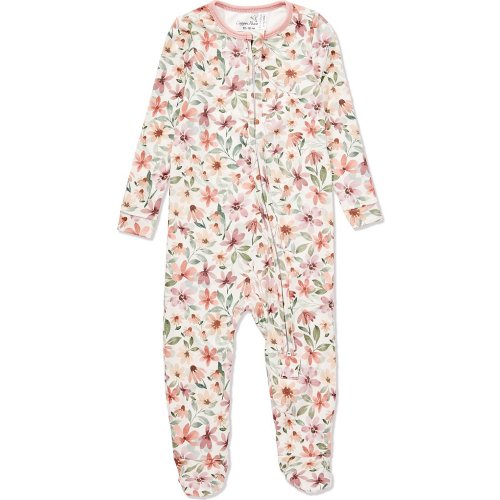 Copper Pearl Baby Girls Natalie Floral Print Long Sleeve Zip Front Footie
