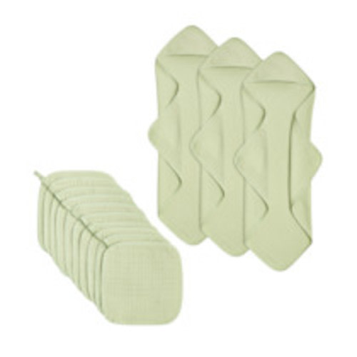 Small Story Organic Cotton Muslin Bath Set - Sage