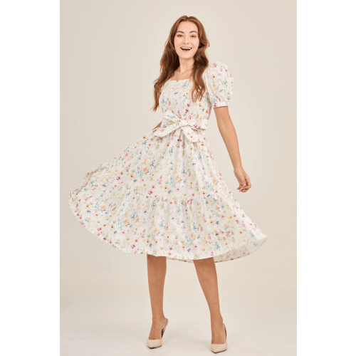 Enchanted Twirl Dress with Nursing Zippers in Wildflowers