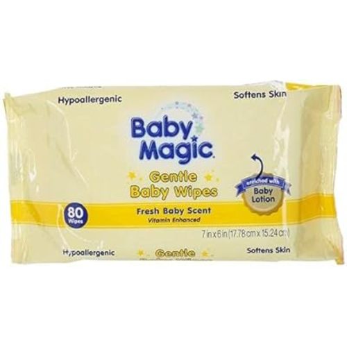 80 Count Fresh Baby Scent Gentle Baby Magic Wipes Refill Travel Packs Hypoallergenic with Lotion and Vitamins to Soft Baby's Skin Value Pack Options (3 pack)