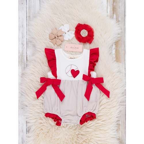 Love the Game Embroidered Cotton Bubble Romper