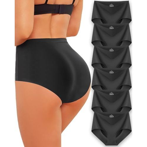 ROSYCORAL High Waisted Seamless Underwear for Women Full Coverage Hiphugger High Rise Silky No Show Briefs Panties 6 Pack