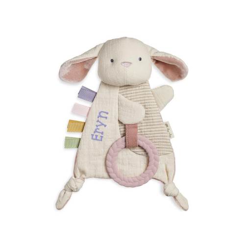 Personalized Pink Bunny Crinkle Toy Baby Lovey Gift: Baby name security blanket, custom newborn lovie