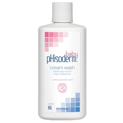 pHisoderm Baby & Newborn Cream Wash, pH Balanced, Lavender Scent, Gentle & Moisturizing with Vitamin E & Sunflower Oil, Free of Soap, Parabens, Sulfates & Dyes, 8 Fl Oz (3 x 8 fl oz)
