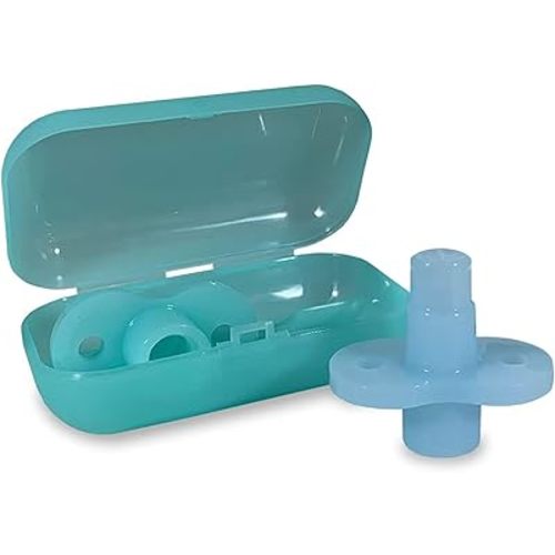 Soft Sip Baby Food Pouch Topper Plus Travel Case - Baby Led Weaning - 100% Silicone, Dishwasher-Friendly and Mess-Free Feeding for Babies 6 Months+, Universal Fit - Aqua Blue, 2 Packs
